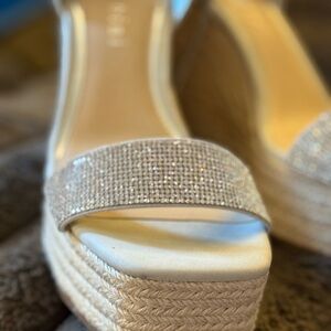 Gianni Bini Silver Rhinestone Wedges